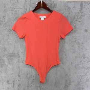 House of Harlow 1960 Ribbed Short-Sleeve Bodysuit Size S